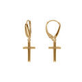 Boucles d'oreille sur Artemare : Boucles d'oreille en argent dor&eacute; petite croix plate 13mm, fermoir dormeuse