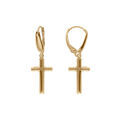 Boucles d'oreille sur Artemare : Boucles d'oreille en argent dor&eacute; croix moyenne 16mm, fermoir dormeuse