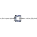 Bracelet en argent rhodi&eacute; carr&eacute; orn&eacute;s d'oxydes bleus sertis 18cm r&eacute;glable 16