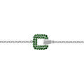 Bracelet en argent rhodi&eacute; carr&eacute; orn&eacute;s d'oxydes verts sertis 18cm r&eacute;glable 16 Artemare