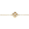 Bracelet en argent dor&eacute; tr&egrave;fle sur fond diamant&eacute; contour d'oxydes blancs 16+3cm