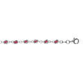 Bracelet en argent rhodi&eacute; boules oxydes rouge fonc&eacute; en cage 16+3cm