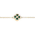Bracelet en argent dor&eacute; motif tr&egrave;fle malachite v&eacute;ritable et contour d'oxydes blancs 16+3cm Artemare