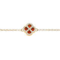Bracelet en argent dor&eacute; tr&egrave;fle agate rouge contour d'oxydes blancs 16+3cm Artemare