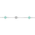 Bracelet en argent rhodi&eacute; tr&egrave;fle en verre bleu glacial et fleurs oxydes blancs 15.5+2.5cm Artemare