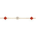 Bracelet en argent dor&eacute; tr&egrave;fle en verre corail et fleurs oxydes blancs 15.5+2.5cm Artemare