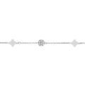 Bracelet en argent rhodi&eacute; tr&egrave;fle en verre blanc et fleurs oxydes blancs 15.5+2.5cm Artemare