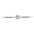 Bracelet en argent rhodi&eacute; tr&egrave;fle avec verre bleu 16+3cm
