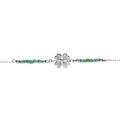 Bracelet en argent rhodi&eacute; tr&egrave;fle avec verre vert 16+3cm Artemare