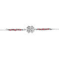 Bracelet en argent rhodi&eacute; tr&egrave;fle avec verre rouge 16+3cm Artemare