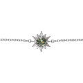 Bracelet en argent rhodi&eacute; fleur oxyde vert et contour oxydes blancs 16+2cm