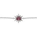 Bracelets sur Artemare : Bracelet en argent rhodi&eacute; fleur oxyde rose et contour oxydes blancs 16+2cm
