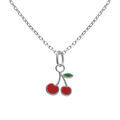 Colliers sur Artemare : Collier en argent rhodi&eacute; pendentif cerise 38+5cm