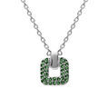 Colliers sur Artemare : Collier en argent rhodi&eacute; avec pendentif carr&eacute; oxydes verts sertis 38+4cm