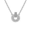 Colliers sur Artemare : Collier en argent rhodi&eacute; pendentif rond oxydes blancs sertis 38+4cm