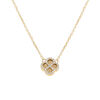 Collier en argent dor&eacute; avec tr&egrave;fle sur fond diamant&eacute; contour oxydes blancs - 40+5cm