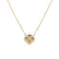 Collier en argent dor&eacute; avec tr&egrave;fle sur fond diamant&eacute; contour oxydes blancs - 40+5cm Artemare