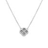 Collier en argent rhodi&eacute; tr&egrave;fle sur fond diamant&eacute; contour oxydes blancs - 40+5cm