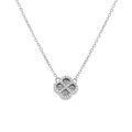 Colliers sur Artemare : Collier en argent rhodi&eacute; tr&egrave;fle sur fond diamant&eacute; contour oxydes blancs - 40+5cm