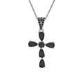 Collier en argent rhodi&eacute; pendentif croix avec oxydes noir fonc&eacute; 38+5cm Artemare