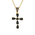 Collier en argent dor&eacute; avec pendentif croix d'oxydes noir fonc&eacute; 38+5cm