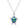 Collier en argent rhodi&eacute; avec pendentif tortue r&eacute;sine 15 mm - 40+5cm