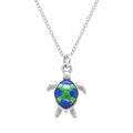 Collier en argent rhodi&eacute; avec pendentif tortue r&eacute;sine 15 mm - 40+5cm Artemare