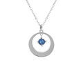 Collier en argent rhodi&eacute;avec pendentif cercle avec oxyde bleu fonc&eacute; 40+5cm Artemare