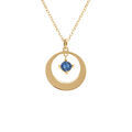 Collier en argent dor&eacute; avec pendentif cercle et oxyde bleu fonc&eacute; 40+5cm Artemare
