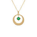 Collier en argent dor&eacute; avec pendentif cercle et oxyde vert 40+5cm Artemare