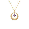 Collier en argent dor&eacute; avec pendentif cercle et oxyde violet 40+5cm