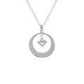 Collier en argent rhodi&eacute; avec pendentif cercle avec oxyde blanc 40+5cm Artemare