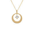 Collier en argent dor&eacute; avec pendentif cercle et oxyde blanc 40+5cm Artemare