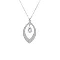 Collier en argent rhodi&eacute; avec pendentif navette et oxyde blanc 40+5cm