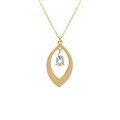 Collier en argent dor&eacute; pendentif navette et oxyde blanc 40+5cm Artemare