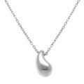 Collier en argent rhodi&eacute; petite goutte incurv&eacute;e 13mm - 40+5cm