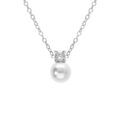 Collier en argent rhodi&eacute; perle blanche imitation 6mm et oxyde blanc - 42+3cm Artemare