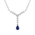 Colliers sur Artemare : Collier en argent rhodi&eacute; forme cravate oxyde centrale bleu et oxydes blancs sertis - 42+3cm