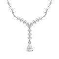 Colliers sur Artemare : Collier en argent rhodi&eacute; forme cravate avec oxydes blancs sertis - 42+3cm