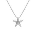 Colliers sur Artemare : Collier en argent rhodi&eacute; pendentif etoile de mer avec oxydes blancs sertis 42+3cm