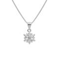 Collier en argent rhodi&eacute; avec pendentif fleur d'oxydes blancs sertis 42+3cm Artemare