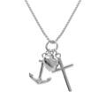 Colliers sur Artemare : Collier en argent rhodi&eacute; pendentif croix, ancre et coeur 42+3cm