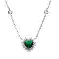 Colliers sur Artemare : Collier en argent rhodi&eacute; avec coeur oxyde vert central et contour oxydes blancs sertis 42+3cm