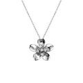 Collier en argent rhodi&eacute; fleur et oxydes blancs sertis 40+5cm