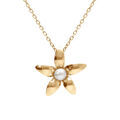 Collier en argent dor&eacute; pendentif petite fleur et perle blanche imitation 40+5cm Artemare