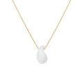 Collier en argent dor&eacute; goutte en verre blanc 40+5cm Artemare