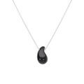 Collier en argent rhodi&eacute; goutte en verre noir 40+5cm Artemare