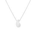 Colliers sur Artemare : Collier en argent rhodi&eacute; goutte en verre blanc 40+5cm