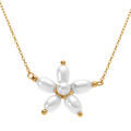 Colliers sur Artemare : Collier en argent dor&eacute; fleur perle blanche imitation 38+5cm