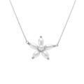 Collier en argent rhodi&eacute; fleur perle blanche imitation 38+5cm